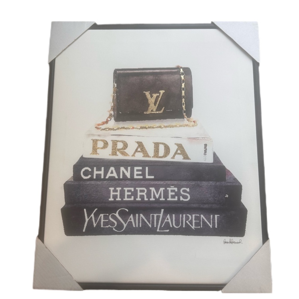 Prada, Louis Vuitton, Chanel, Hermes, Book stack/Clutch Wall Decor